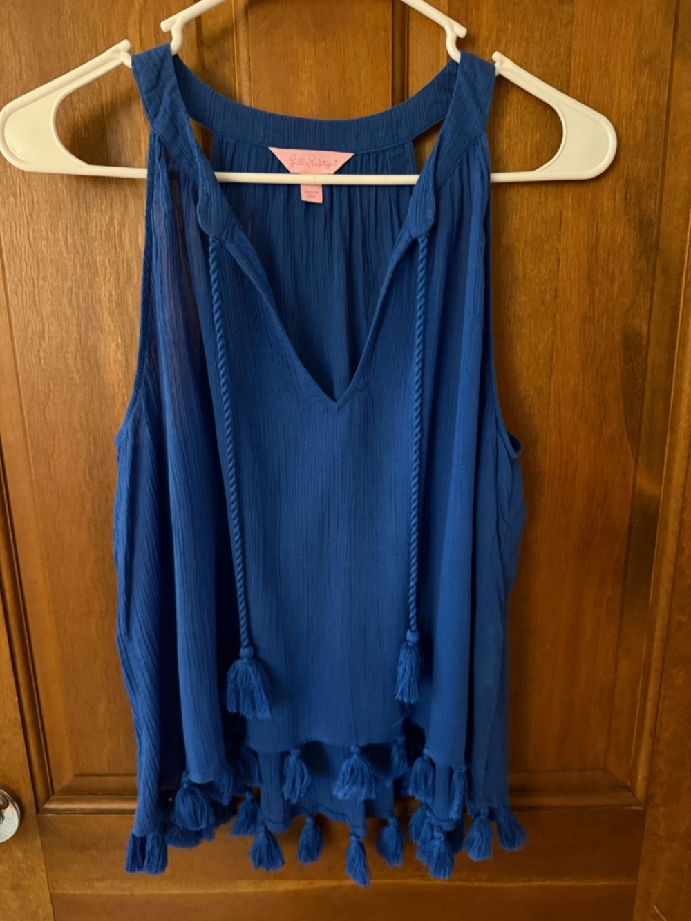 Lilly Pulitzer Royal Blue Tassel V-Neck Sleeveless Camisole